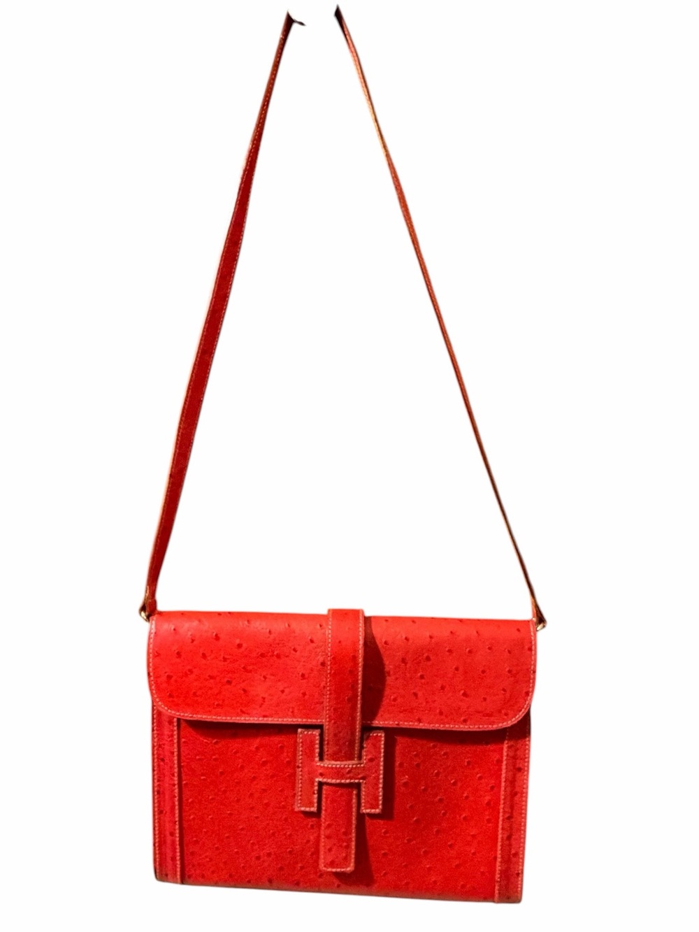 Women's Red Orange Crossbody Bag with H-Style Front Strap